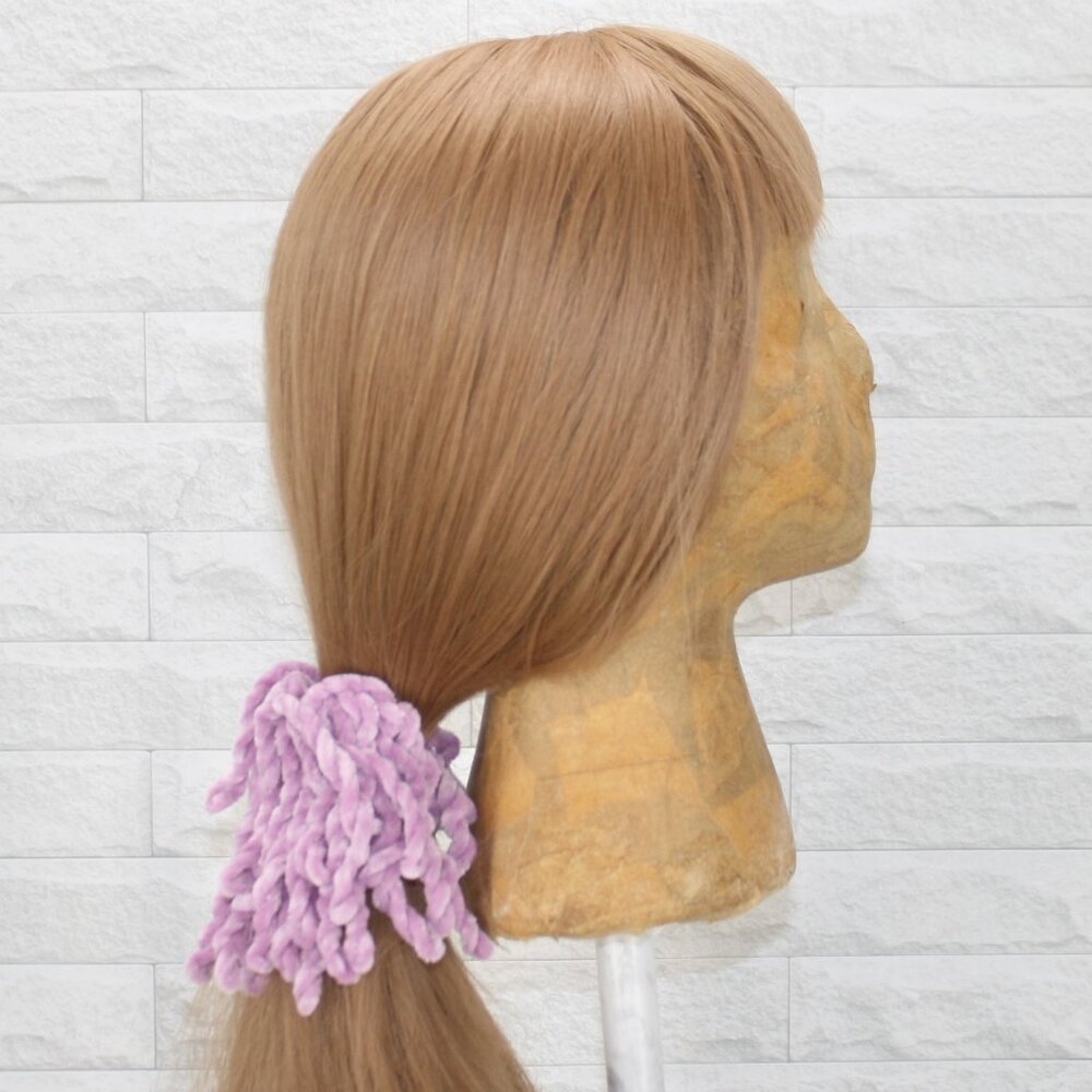 HAND CRAFTED Hair Scrunchie Crochet Chenille Velvet Spring Oversized Lilac - Picture 3 of 15